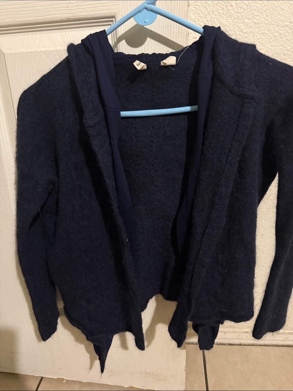 Moth Dark Navy Hooded Open-Front Cardigan